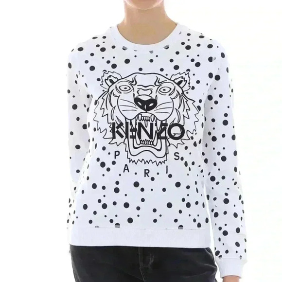 Kenzo Tops - NWT Kenzo Logo Tiger Polka Dot Sweatshirt White S